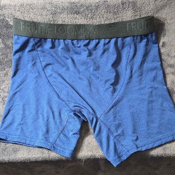 Fruit of the Loom Blue Boxer Briefs with Soft Stretch Fabric and Fly Opening - Picture 3 of 3